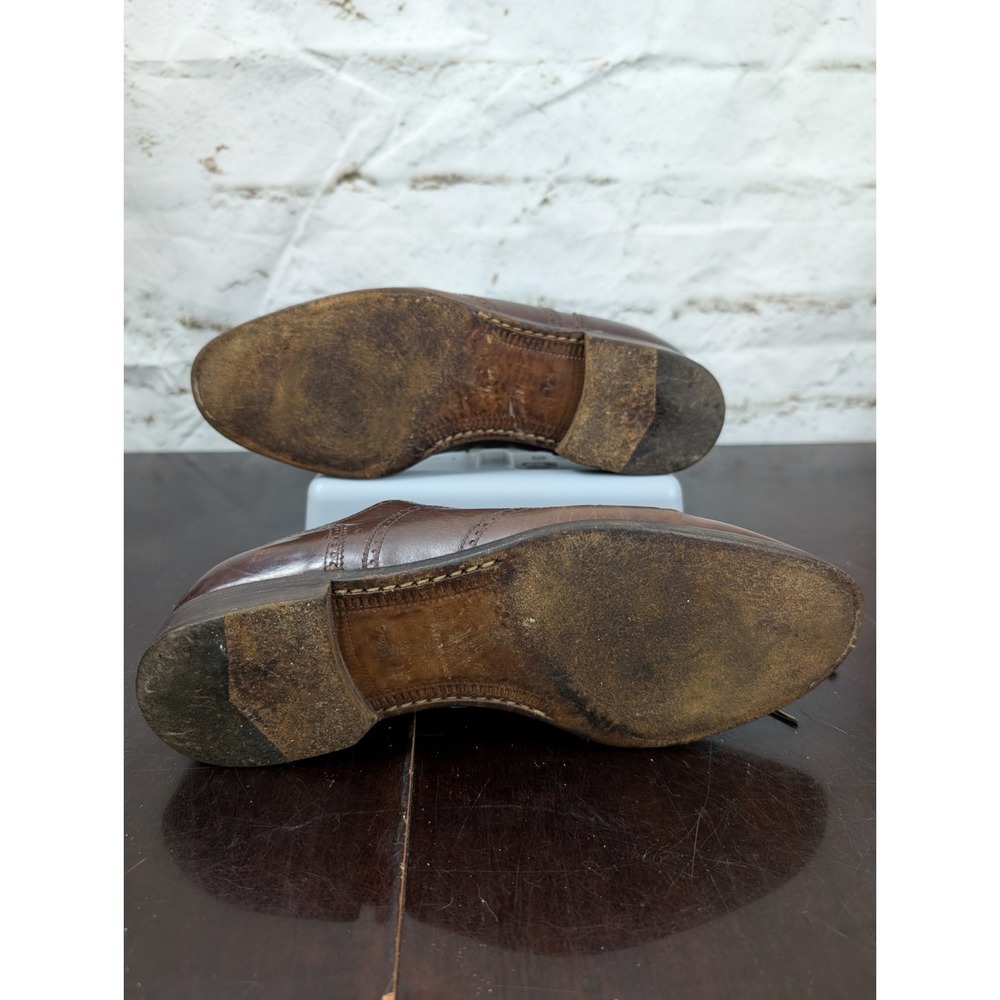 VTG 80s 90s Bruno Magli Italian Wingtip Brogue Oxfords Mens 7.5 Leather Italy - Picture 5 of 8